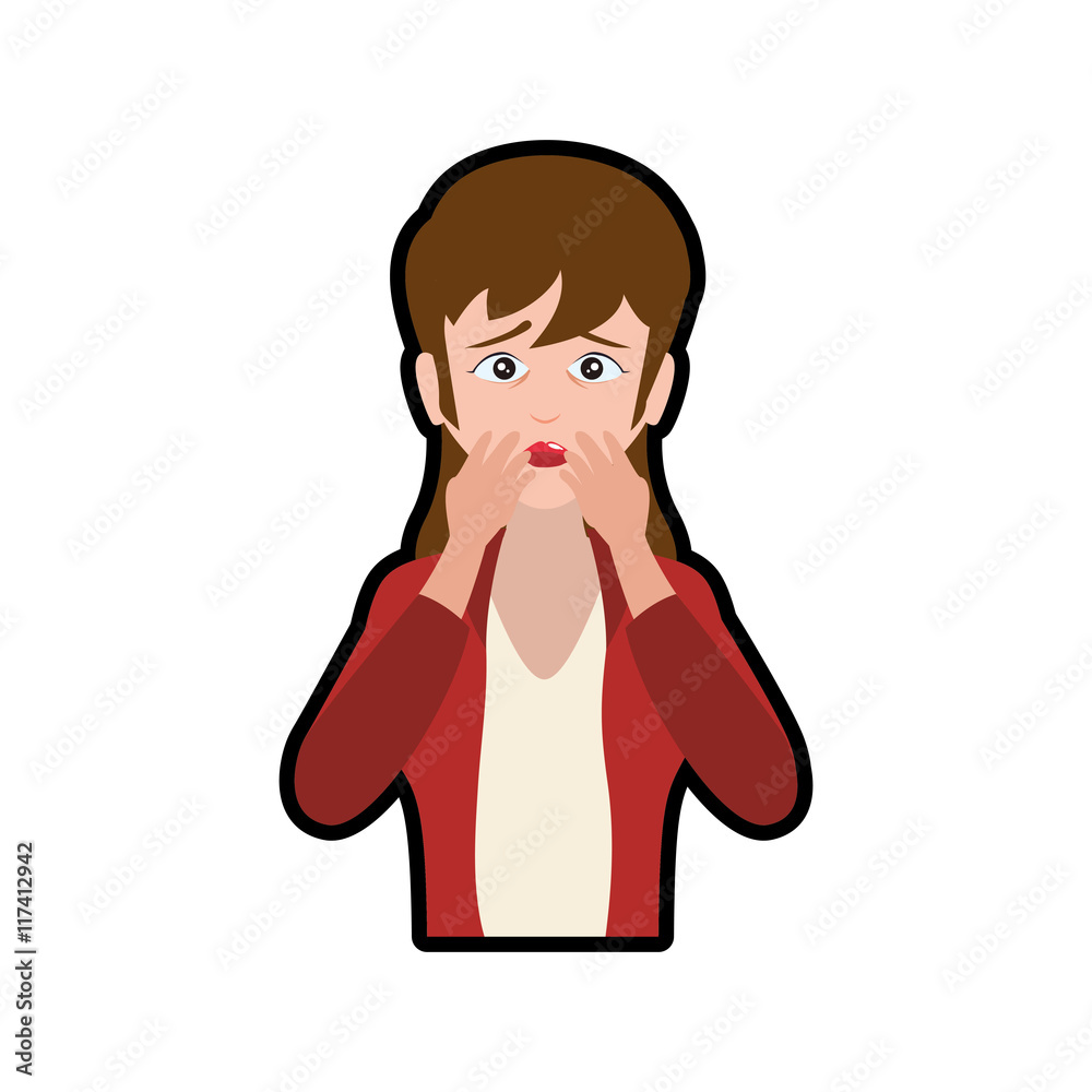woman girl face sad eyes expression cartoon icon. Isolated and flat illustration. Vector graphic woman girl face sad eyes expression cartoon icon. Isolated and flat illustration. Vector graphic