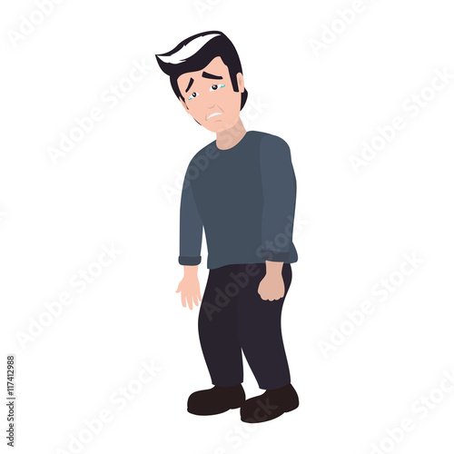 face man boy sad expression cartoon icon. Isolated and flat illustration. Vector graphic