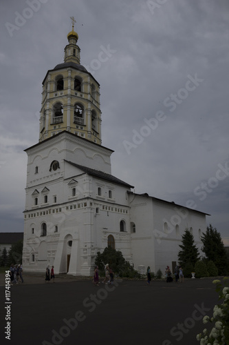 Belltower in the orthodox monastery in Russia .