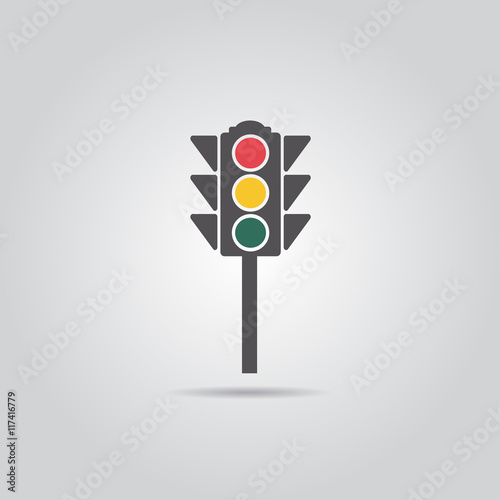 Traffic Light, Flat Style  Vector Illustration
