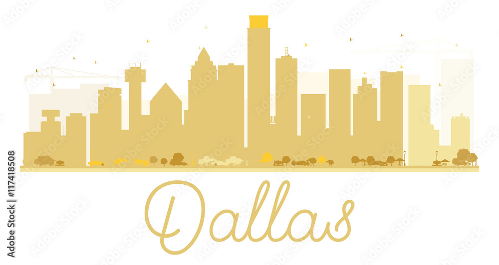 Dallas City skyline golden silhouette.