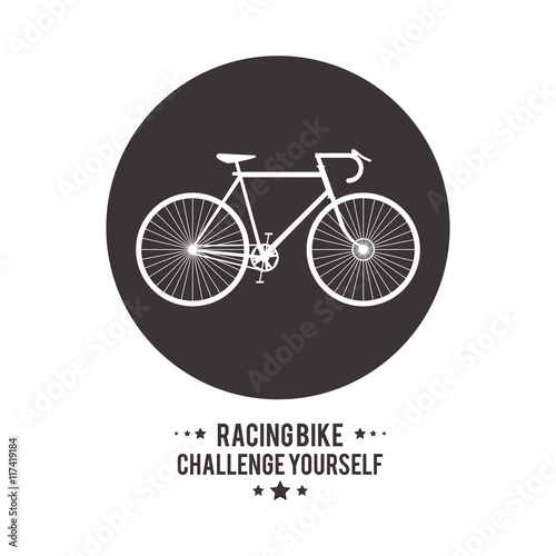 bike cycle bicycle racing challenge yourself icon. Seal stamp silhouette Black and White illustration. Vector graphic