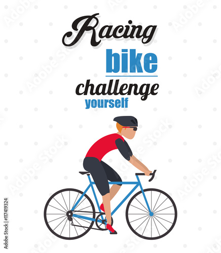 bike cycle bicycle racing man male boy cartoon helmet challenge yourself icon. Pointed and Colorfull illustration. Vector graphic