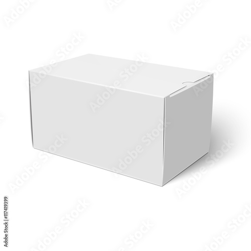 White closed cardbox box template. © MockupSpot