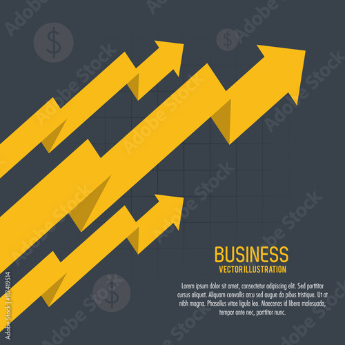 Arrow growth coins business icon. Colorfull and flat illustration. Vector graphic