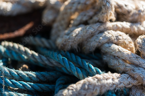 Shallow depth of field view of fishing cords photo