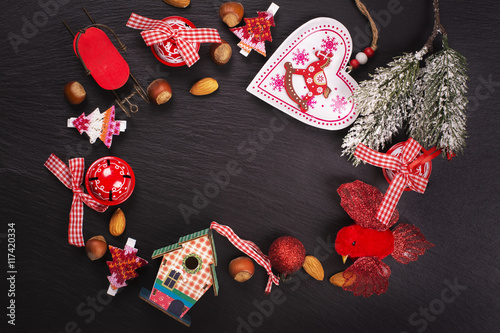 Fototapeta Naklejka Na Ścianę i Meble -  Christmas or new year frame with xmas decorations