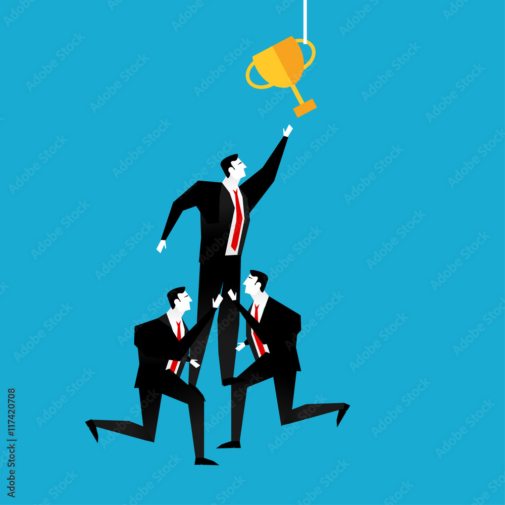 Fototapeta premium Teamwork to be a winner. Cooperation or teamwork concept illustration.