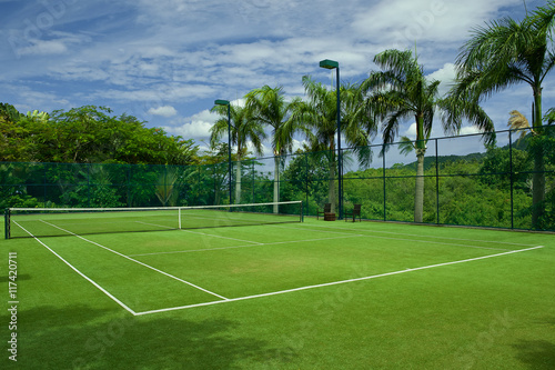 Obraz na plátně tennis grass court good with  beautiful background