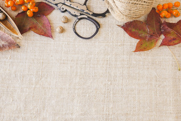 Autumn fall craft mock up setting toning copy space background