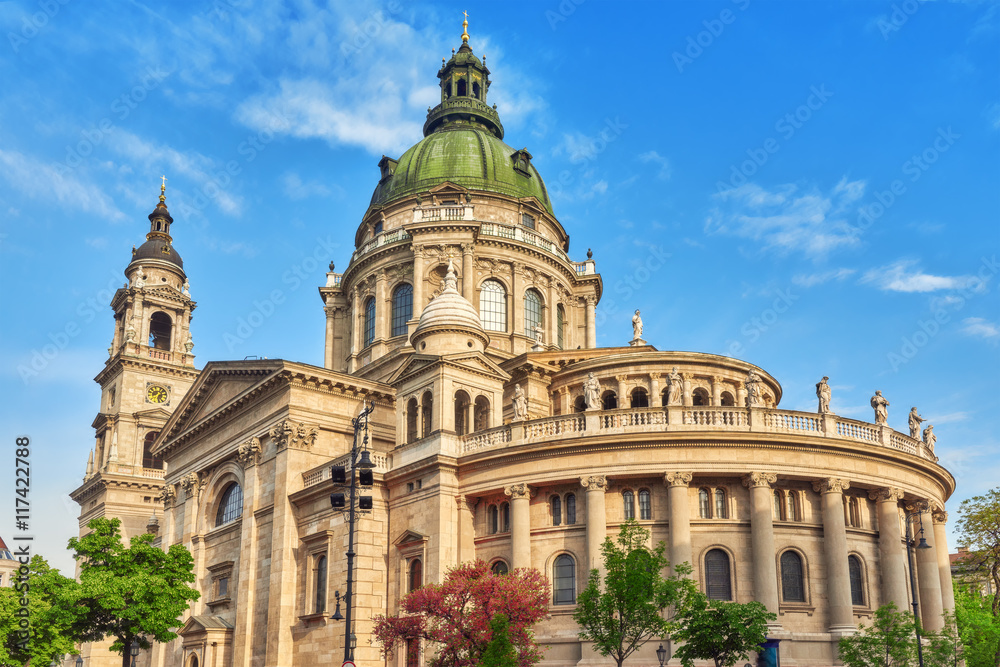 St.Stephen Basilica in Budapest at daytime. Side View. Hungary