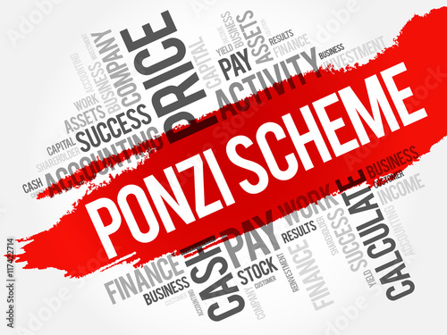 Ponzi scheme word cloud collage, business concept background