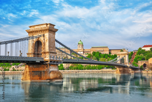 Szechenyi Chain Bridge-one of the most beautiful bridges of Buda photo