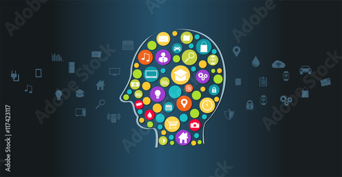 Human innovation, intelligence or knowledge. Human technology abstract background.