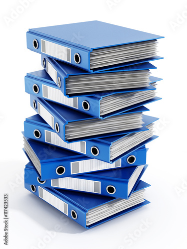 Multi colored folders stack. 3D illustration photo