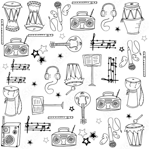 Collection stock music doodles