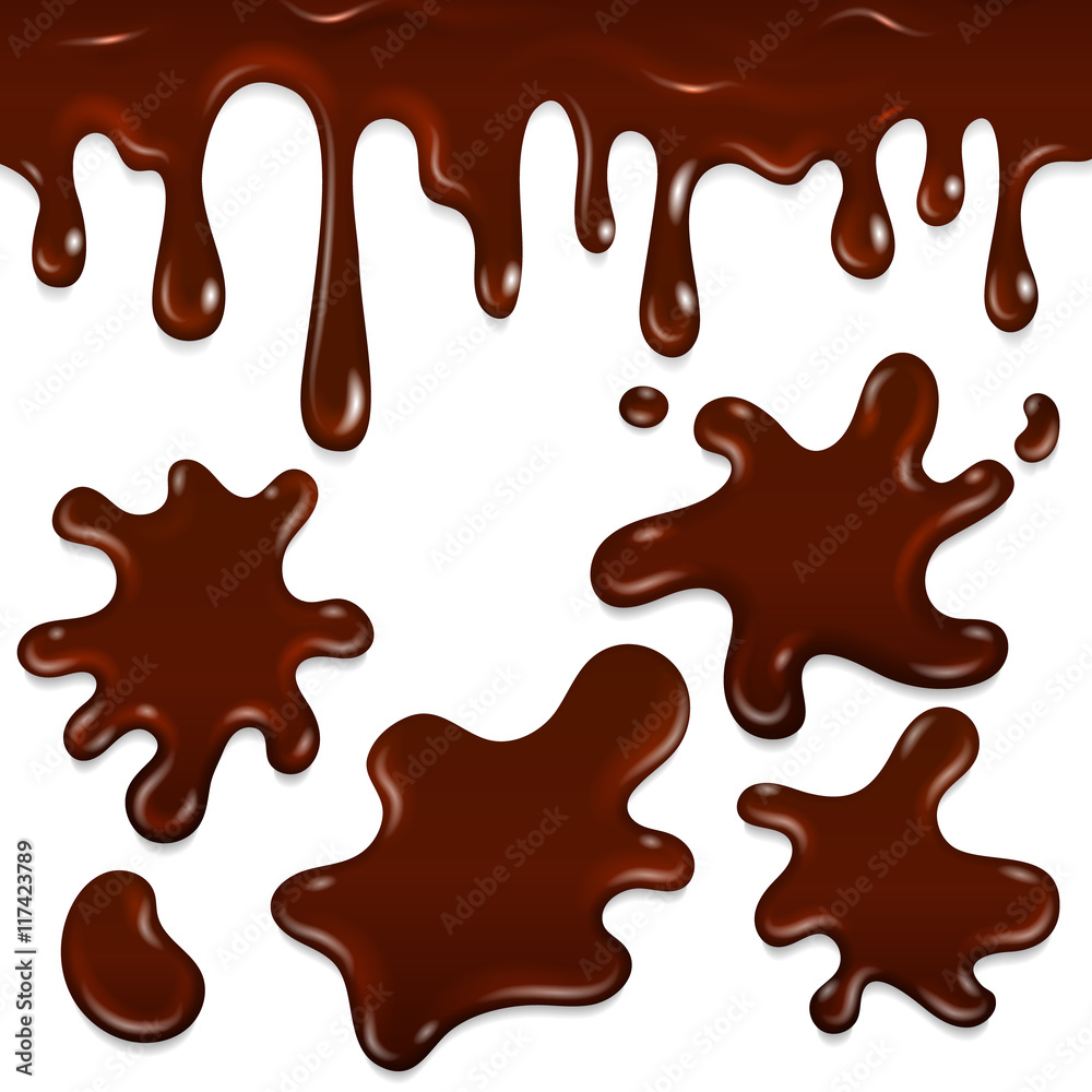 Chocolate realistic drops and blots vector set Chocolate realistic drops and blots vector set