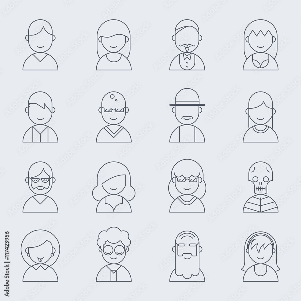 Vector line people icons
