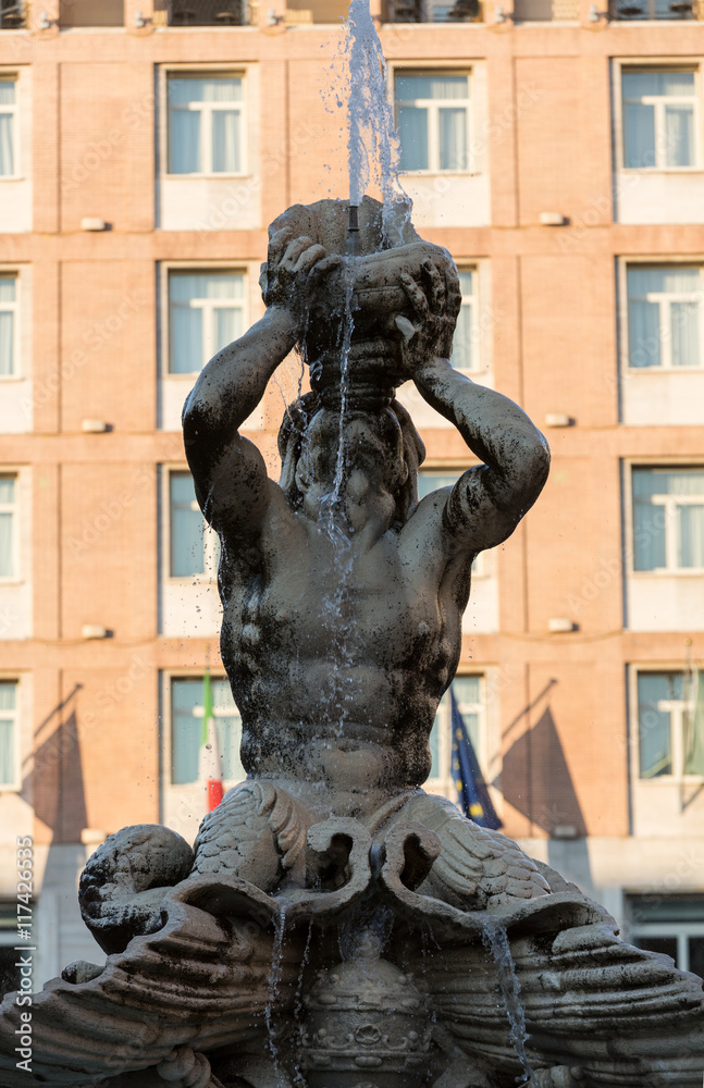  Fountain del Tritone at Piazza Barberini in Rome. Italy