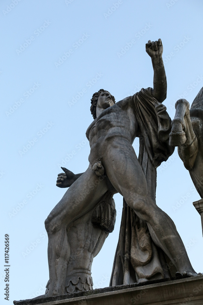 Obraz premium The Fontana dei Dioscuri. Statues of Castor and Pollux, Dioscuri, the Quirinal, Rome, Italy