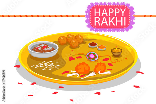 Puja Plate with Rakhi and sweet for Raksha Bandhan