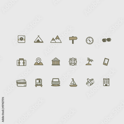trip travel icon set