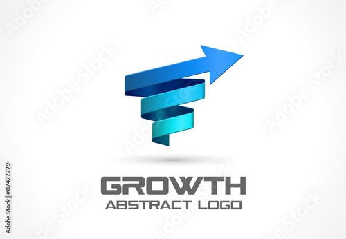 Abstract logo for business company. Corporate identity design element. Technology, Science, Industrial and growth Logotype idea. Arrow up, wave, connect, spring, rotation, spiral concept. Colorful