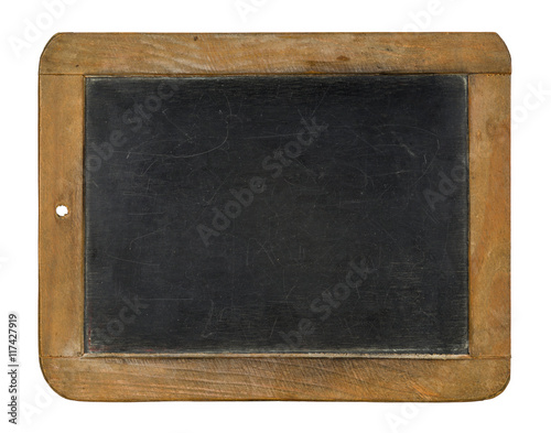 Schiefertafel auf weißem Hintergrund