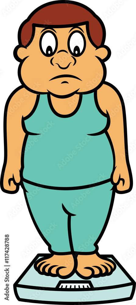 Fat Man Standing on Body Weighing Scale Cartoon Illustration Stock Vector | Adobe Stock Fat Man Standing on Body Weighing Scale Cartoon Illustration Stock Vector | Adobe Stock