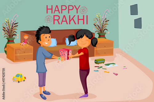 Brother and Sister tying Rakhi on Raksha Bandhan
