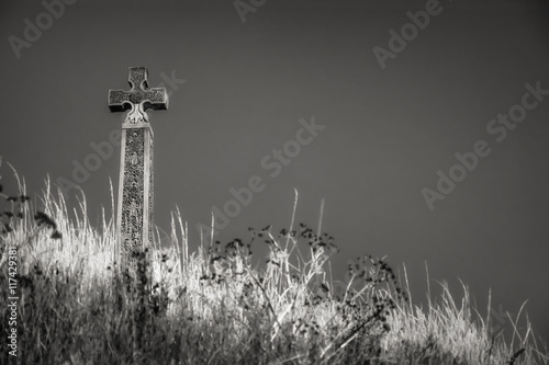 Whitby cemetery grave yard Abbey seaview in Yorkshire, England the UK