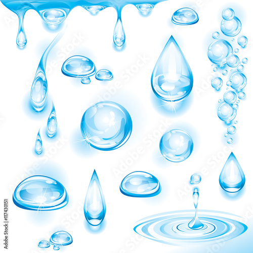 Set of water drops. Vector illustration.