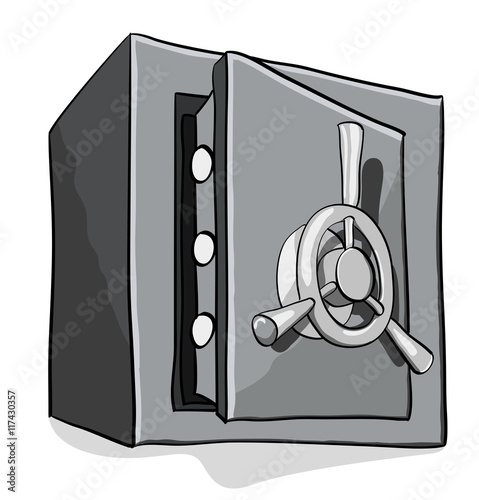 Security Metal Safe on White Background