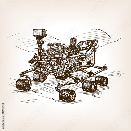 Mars rover sketch vector illustration
