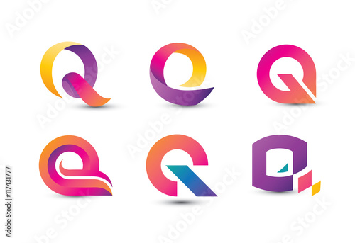 Abstract Colorful Q Logo - Set of Letter Q Logo