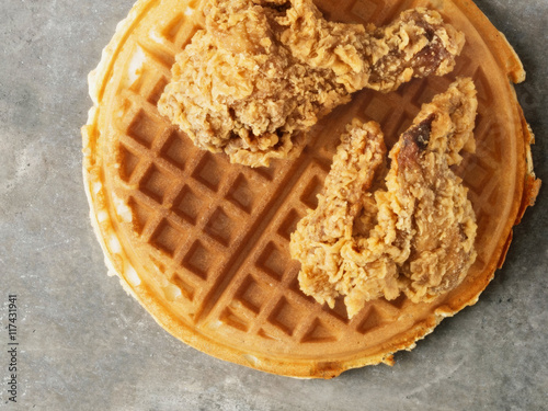 Canvas Print rustic southern american comfort food chicken waffle