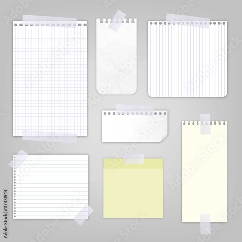 Sheets of paper with sticky tape