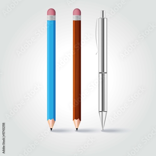 Realistic pencils and pen