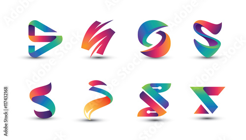 Abstract Colorful S Logo - Set of Letter S Logo photo