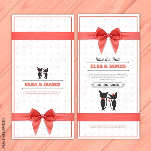 Wedding invitation with cute cats