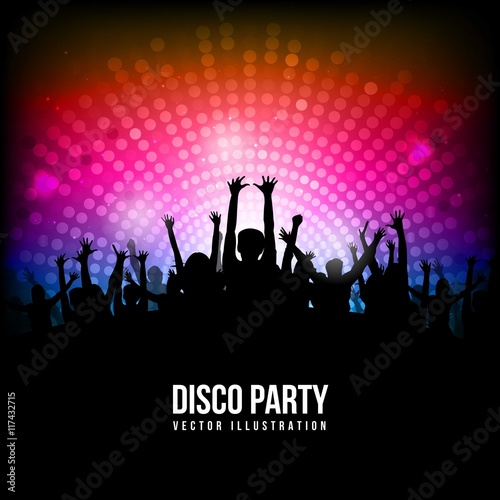 Disco Party poster with silhouettes