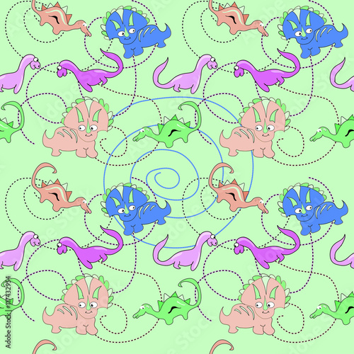 Dinosaur Monster Emoticons seamless pattern 