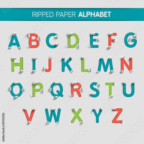 Ripped paper alphabet