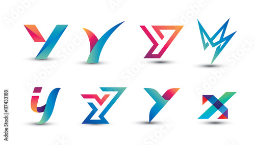 Abstract Colorful Y Logo - Set of Letter Y Logo
