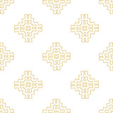 Damask elegant wallpaper.Seamless vector background. White and golden colors. Fabric pattern