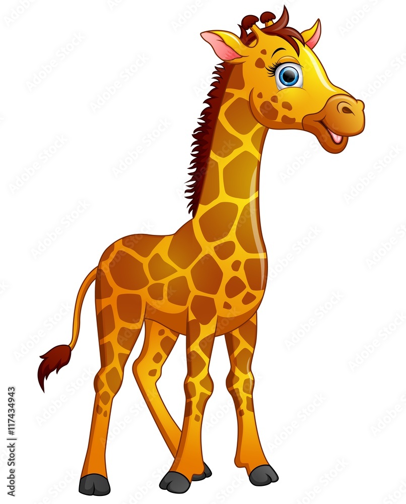 Naklejka premium Happy giraffe cartoon isolated on white background