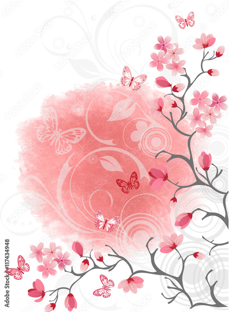 Sakura. Cherry blossom background. Vector Sakura. Cherry blossom background. Vector