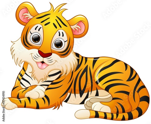 Fototapeta Naklejka Na Ścianę i Meble -  Cute tiger cartoon lay down
