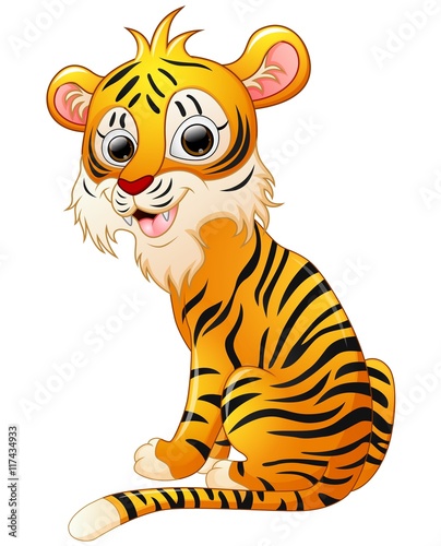 Fototapeta Naklejka Na Ścianę i Meble -  Cute tiger cartoon sitting