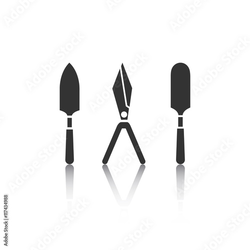 Set of icons - garden tools. Web site design. Spring season gardening